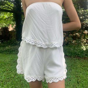 🥑FREE🥑 w/any FP purchase PacSun Strapless Crochet Romper in White